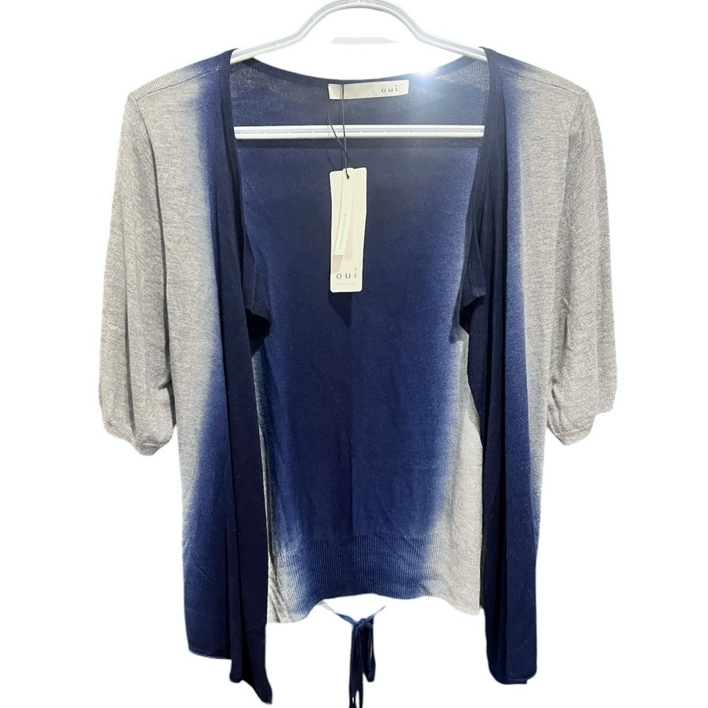 Oui Grey and Royal Blue Cardigan - Cashmere Blend - Size 8 - Brand New